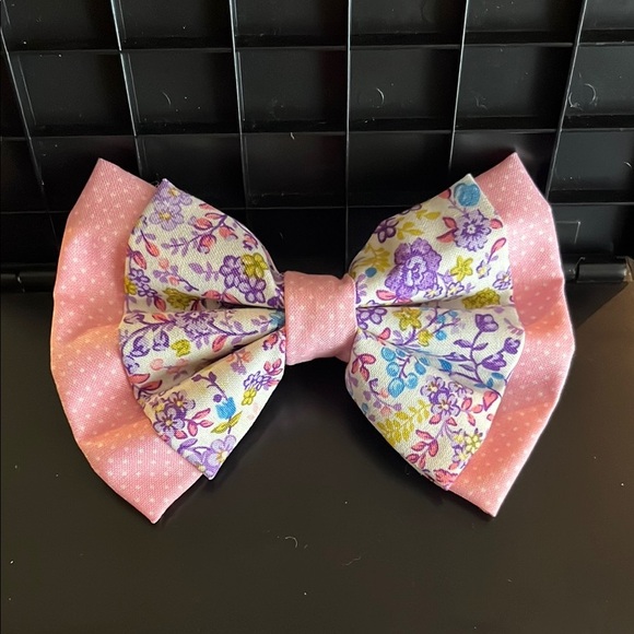 Floral Pink Bow for Kids - Picture 1 of 4